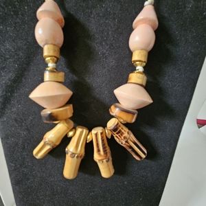 Vintage Ugo Correani Wood And Bamboo Necklace